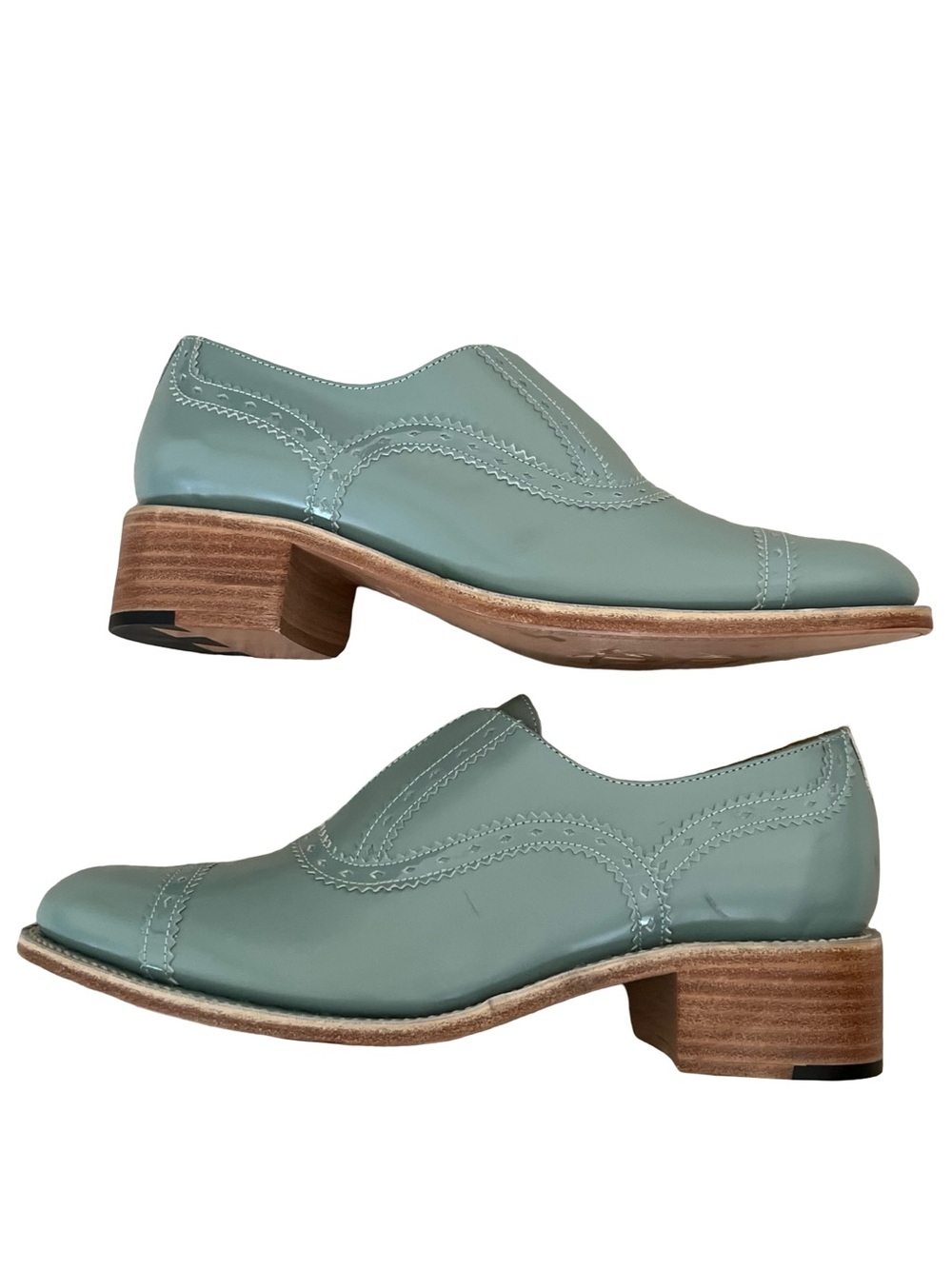 The Office of Angela Scott Ms Arzner Laceless Brogue Leather Heeled Shoes EU 40 - Picture 2 of 11